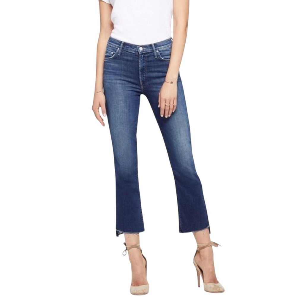 Mother The Insider Crop Step Fray Jeans Turn Of The Tide Blue Size 25